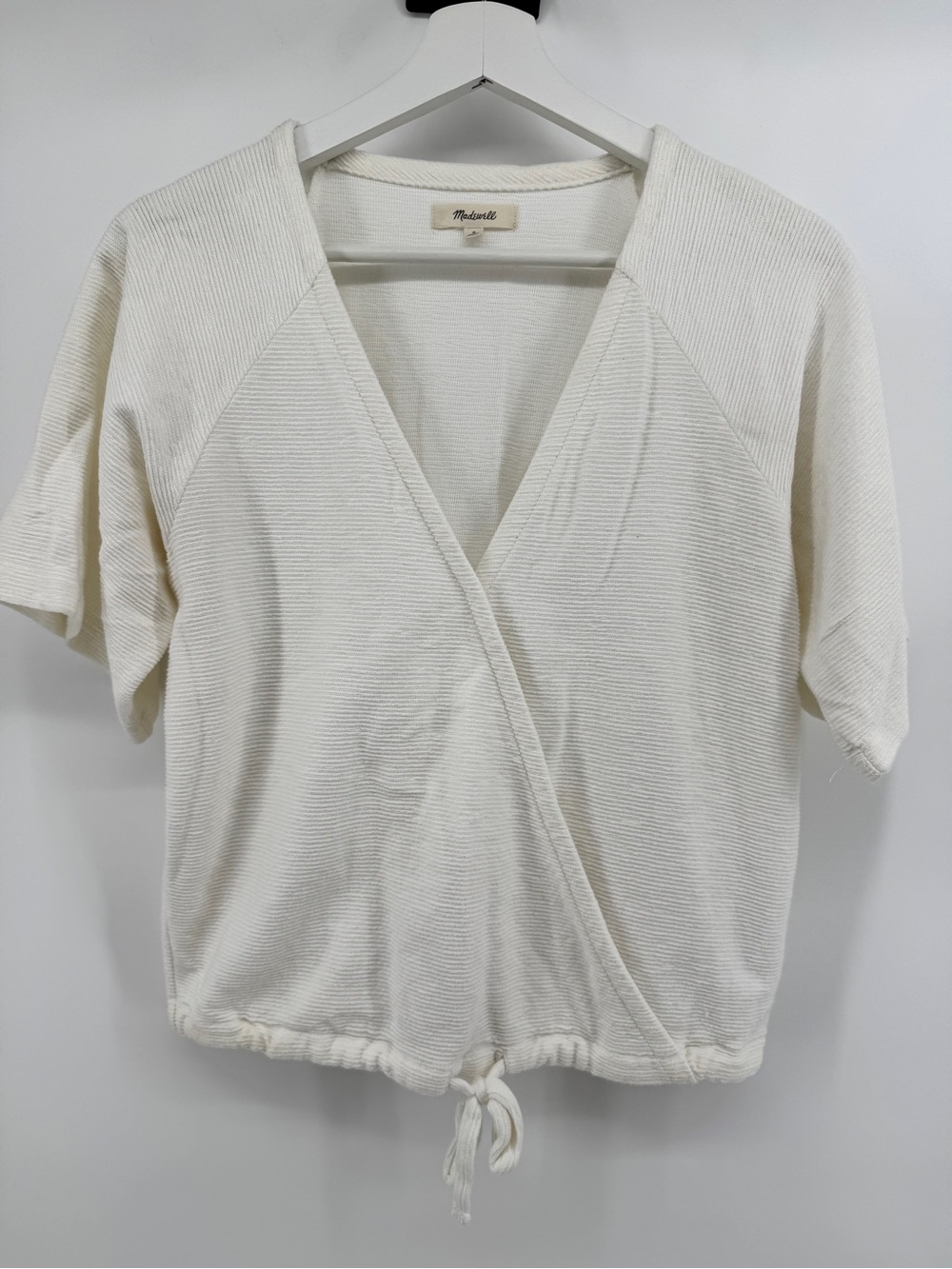 Medewell Cream Wrap-Front‎ Short Sleeve Top